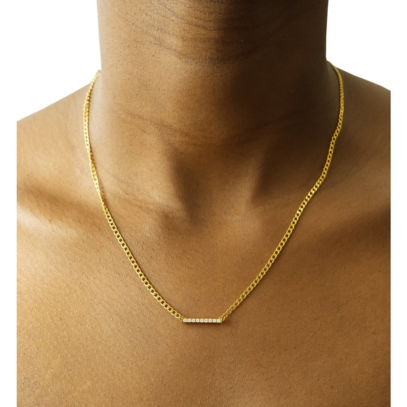 Diamond Bar 18” Pendant Necklace in Gold Vermeil - Picture 2 of 7